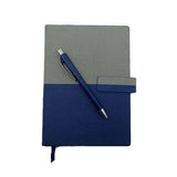Hardbond Notebook(192 pages)  Magnetic Flap with pen  - Grey Blue